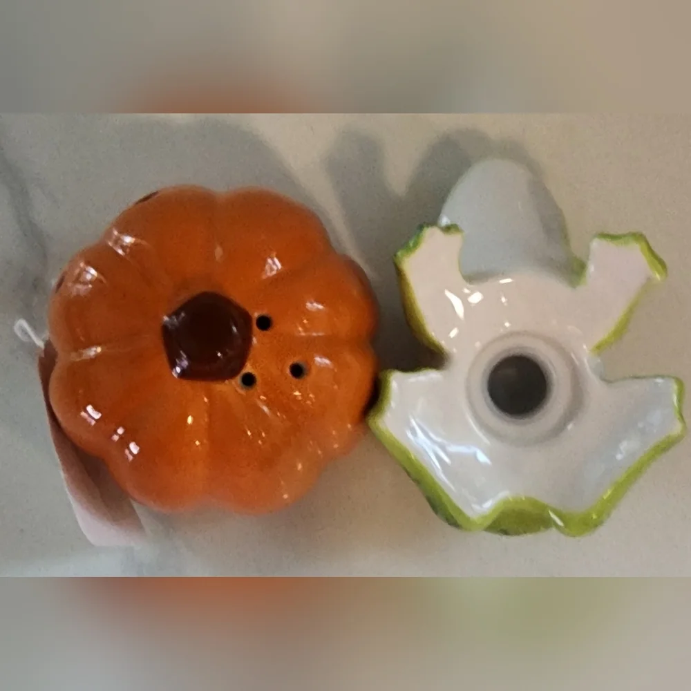 GANZ Spooky Stackers Frog &‎ Jack O Lantern Salt & Pepper Shakers New With Tag
